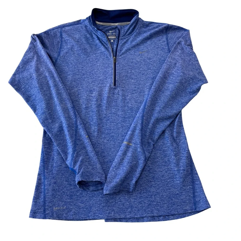 Nike‎ Running Dri-FIT Womens Large Blue Heathered Quarter Zip Pullover